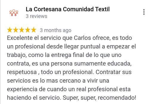 Reseña positiva para alfosantafe gracias a un trabajo profesional